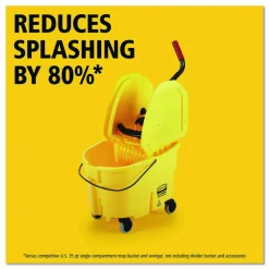 Rubbermaid Commercial WaveBrake 2.0 Bucket/Wringer Combos, Down-Press, 35 qt, Plastic, Yellow