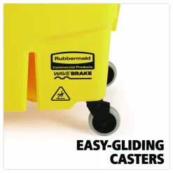 Rubbermaid Commercial WaveBrake 2.0 Bucket/Wringer Combos, Down-Press, 35 qt, Plastic, Yellow