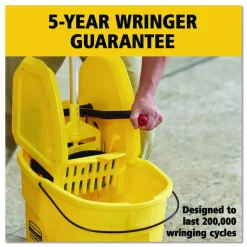 Rubbermaid Commercial WaveBrake 2.0 Bucket/Wringer Combos, Down-Press, 35 qt, Plastic, Yellow