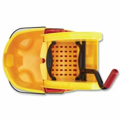 Rubbermaid Commercial WaveBrake 2.0 Bucket/Wringer Combos, Down-Press, 35 qt, Plastic, Yellow