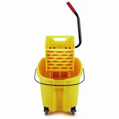 Rubbermaid Commercial WaveBrake 2.0 Bucket/Wringer Combos, Side-Press, 26 qt, Plastic, Yellow