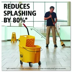 Rubbermaid Commercial WaveBrake 2.0 Bucket/Wringer Combos, Side-Press, 26 qt, Plastic, Yellow