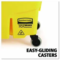 Rubbermaid Commercial WaveBrake 2.0 Bucket/Wringer Combos, Side-Press, 26 qt, Plastic, Yellow