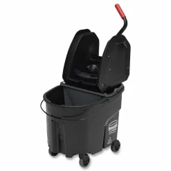 Rubbermaid Commercial WaveBrake 2.0 Bucket/Wringer Combos, Down-Press, 35 qt, Plastic, Black