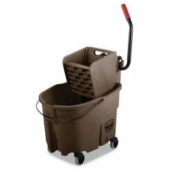 Rubbermaid Commercial WaveBrake 2.0 Bucket/Wringer Combos, Side-Press, 35 qt, Plastic, Brown
