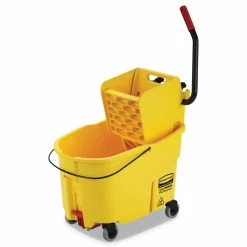 Rubbermaid Commercial WaveBrake 2.0 Bucket/Wringer Combos, Side-Press, 44 qt, Plastic, Yellow