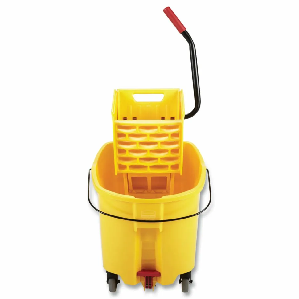 Rubbermaid Commercial WaveBrake 2.0 Bucket/Wringer Combos, Side-Press, 44 qt, Plastic, Yellow