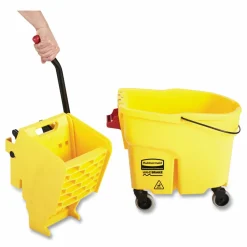 Rubbermaid Commercial WaveBrake 2.0 Bucket/Wringer Combos, Side-Press, 44 qt, Plastic, Yellow