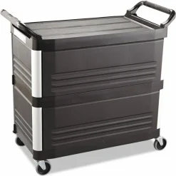 Rubbermaid Commercial Xtra Utility Cart with Enclosed Sides and Back, Plastic, 3 Shelves, 300 lb Capacity, 20