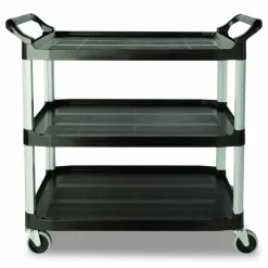 Rubbermaid Commercial Xtra Utility Cart with Open Sides, Plastic, 3 Shelves, 300 lb Capacity, 40.63