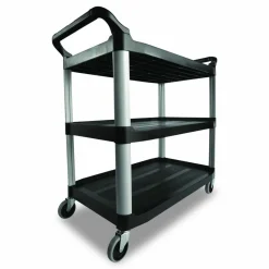 Rubbermaid Commercial Xtra Utility Cart with Open Sides, Plastic, 3 Shelves, 300 lb Capacity, 40.63
