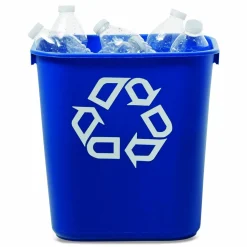 Rubbermaid Deskside "We Recycle" Container, 3 1/4 Gallons (12.3L), 12 1/8"H x 11 3/8"W x 8 1/4"D, Blue