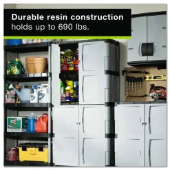 Rubbermaid Double-Door Storage Cabinet - Base/Top, 36w x 18d x 72h, Gray/Black
