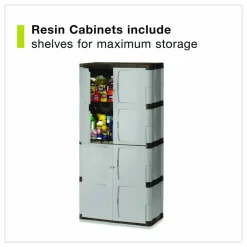 Rubbermaid Double-Door Storage Cabinet - Base/Top, 36w x 18d x 72h, Gray/Black