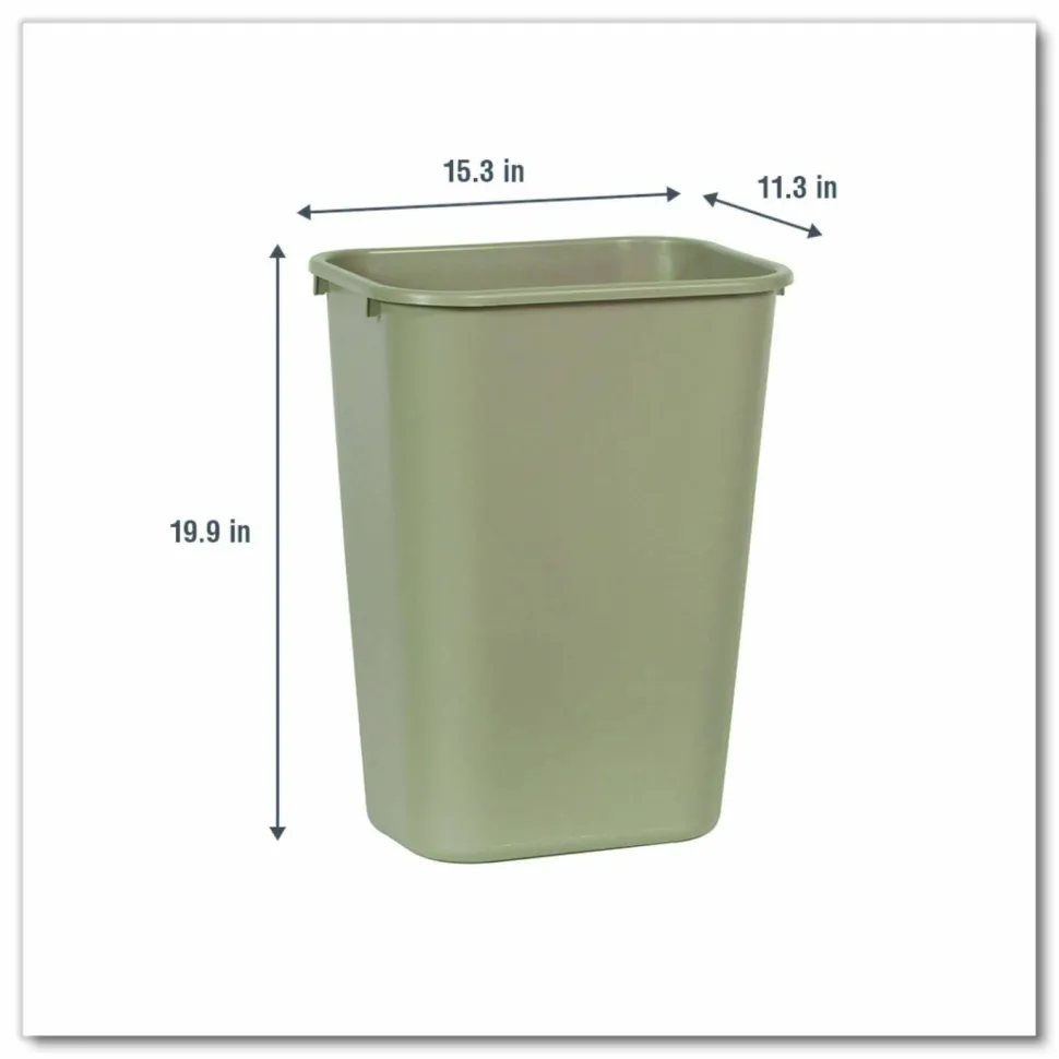 Rubbermaid Durable Polyethylene Wastebasket, 10 1/4 Gallons (38.8L), Beige