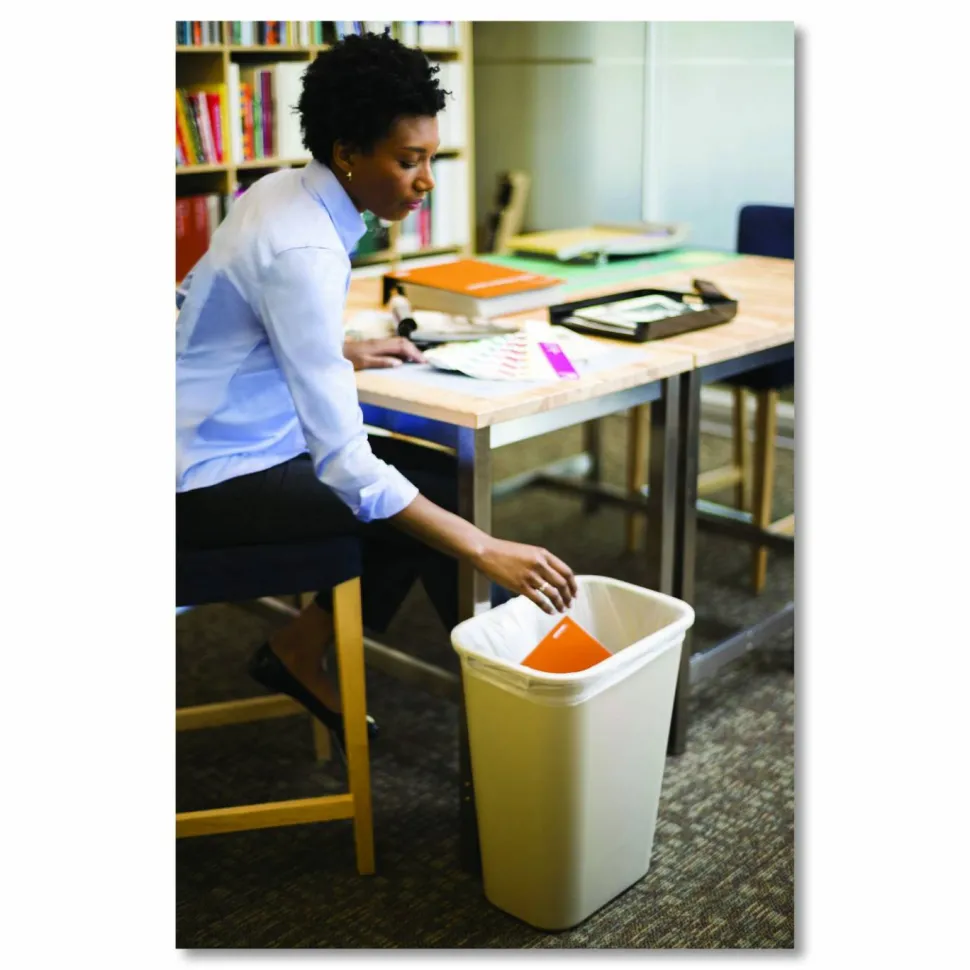 Rubbermaid Durable Polyethylene Wastebasket, 10 1/4 Gallons (38.8L), Beige
