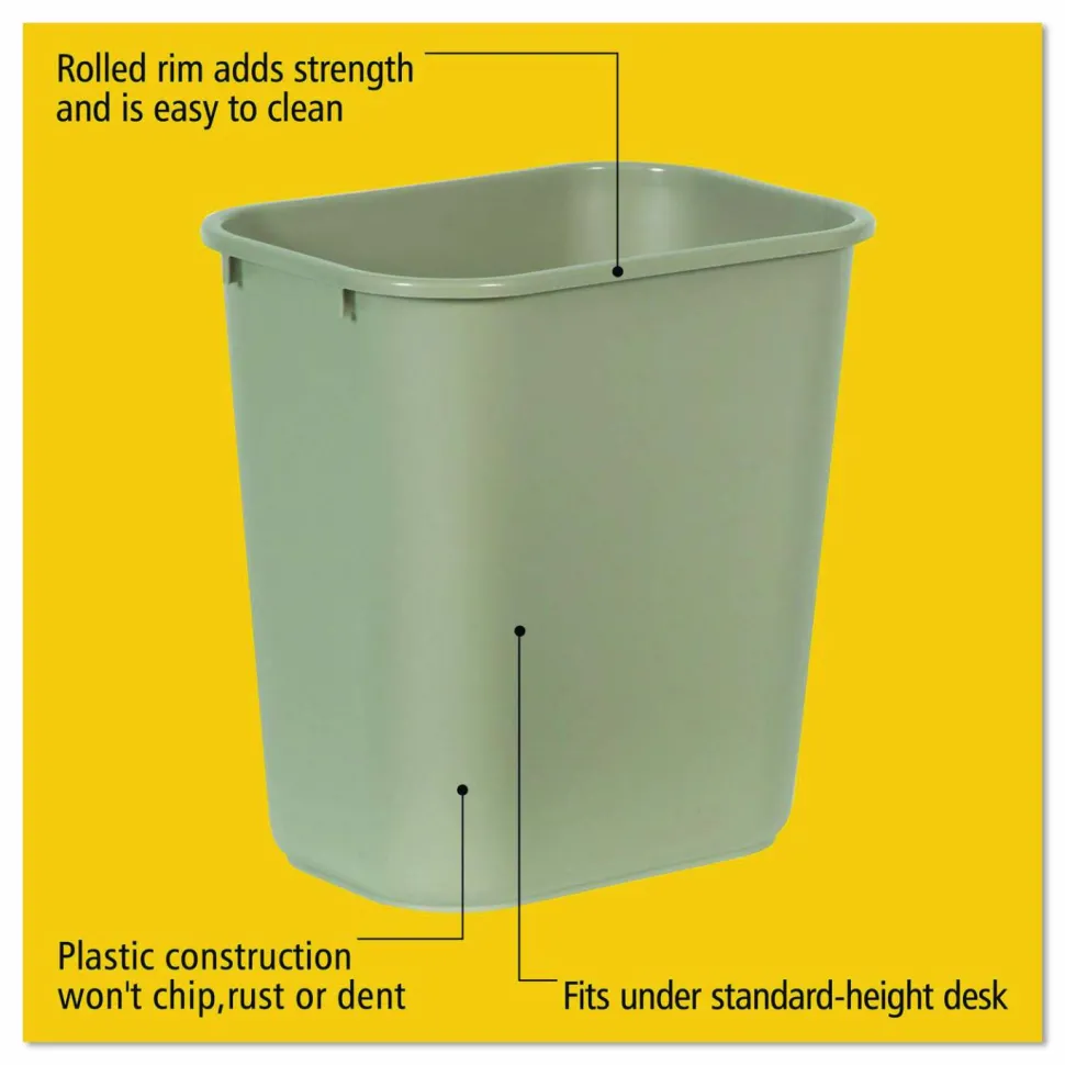 Rubbermaid Durable Polyethylene Wastebasket, 7 Gallons (26.5L), Beige