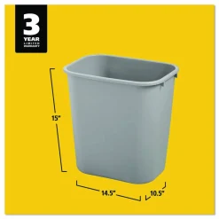 Rubbermaid Durable Rectangular Plastic Wastebasket, 7 Gallons, 15