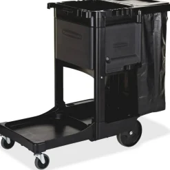 Rubbermaid Executive Janitorial Cart, 22 1/2" x 11 3/4" x 34 1/2", Black