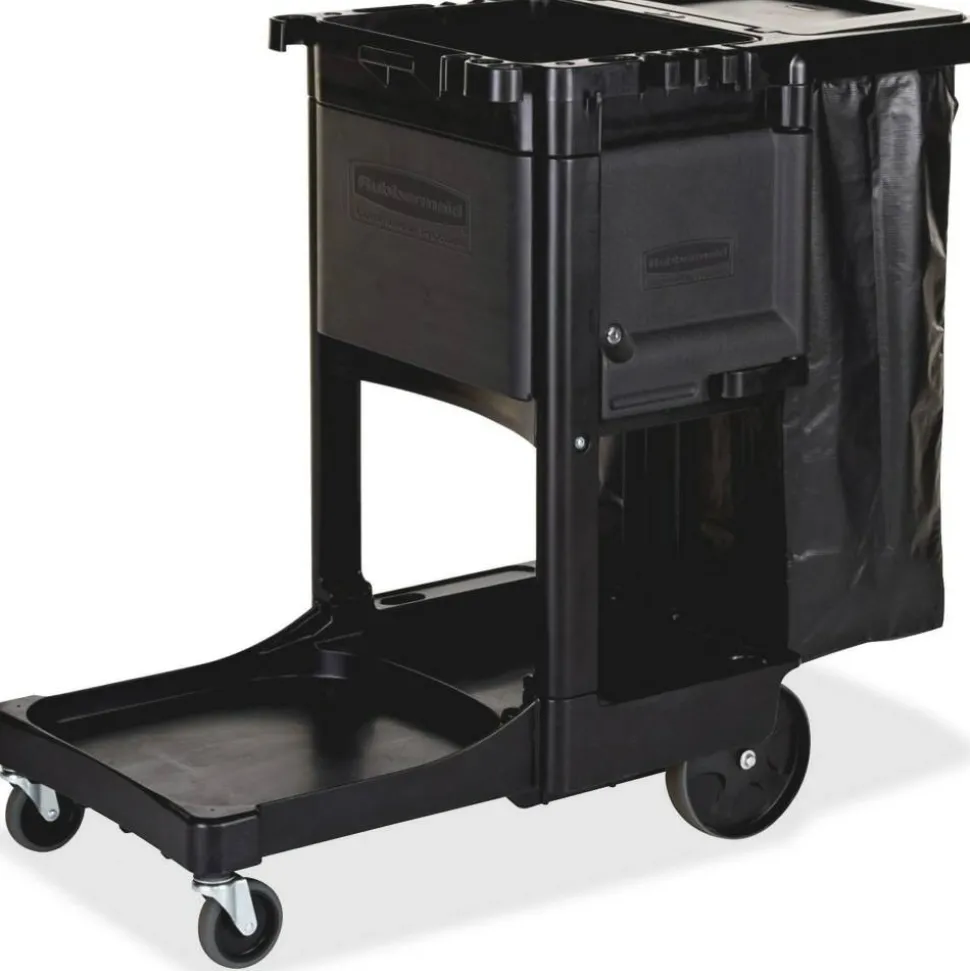 Rubbermaid Executive Janitorial Cart, 22 1/2" x 11 3/4" x 34 1/2", Black