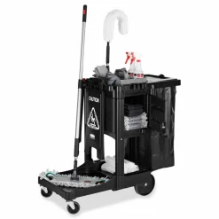 Rubbermaid Executive Janitorial Cart, 22 1/2" x 11 3/4" x 34 1/2", Black