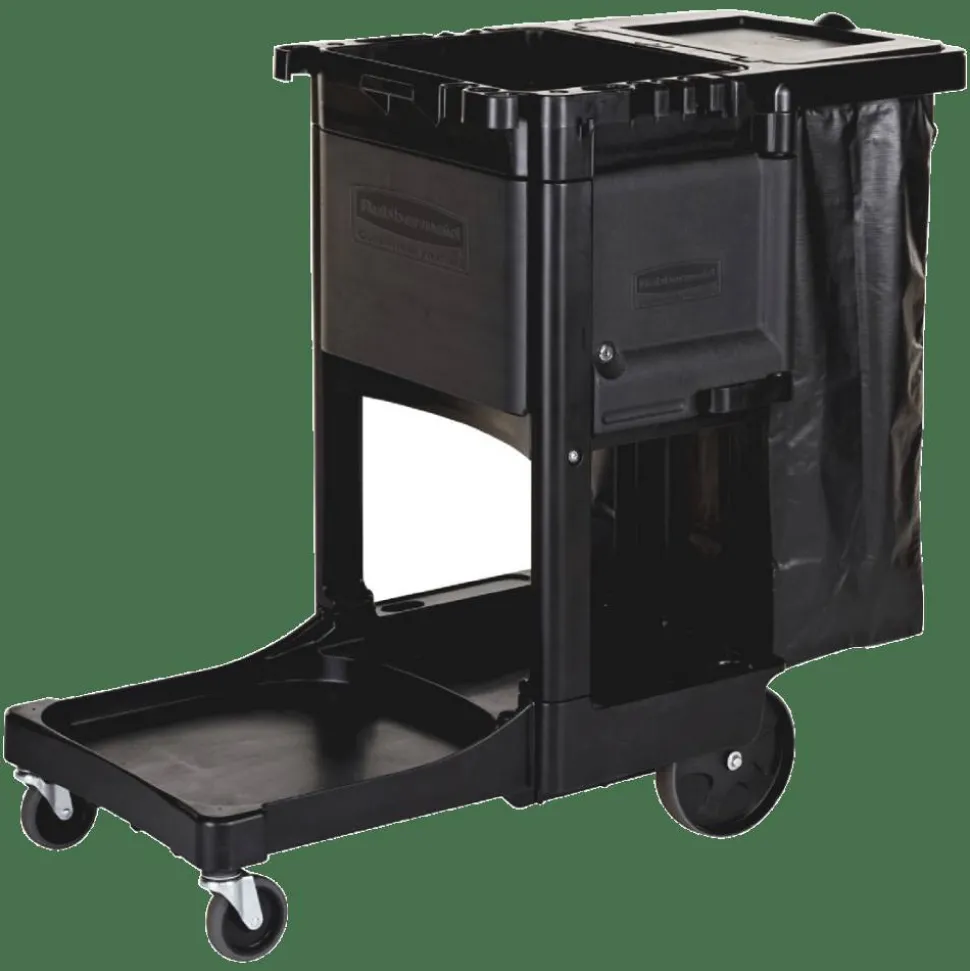 Rubbermaid Executive Janitorial Cart, 22 1/2" x 11 3/4" x 34 1/2", Black