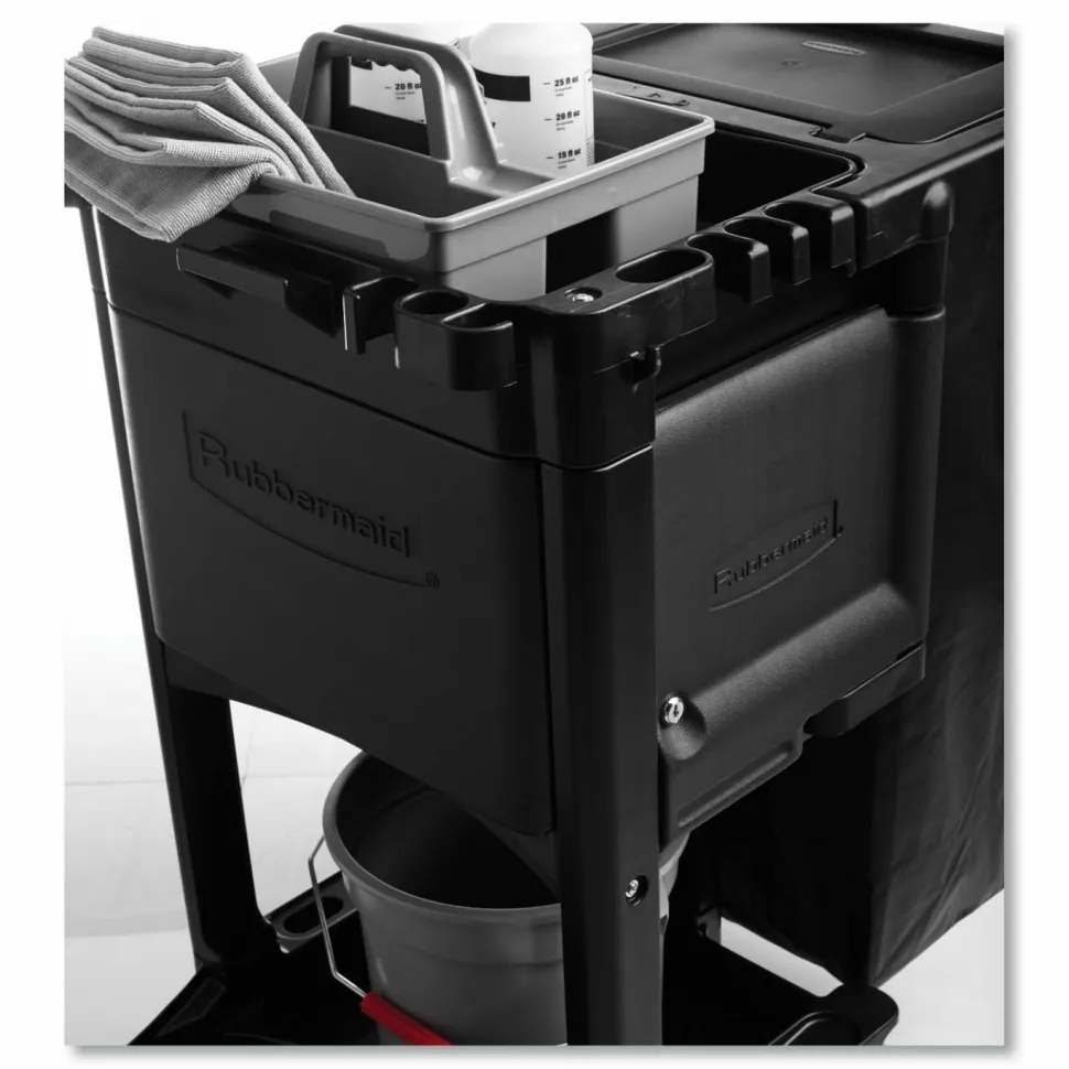 Rubbermaid Executive Janitorial Cart, 22 1/2" x 11 3/4" x 34 1/2", Black