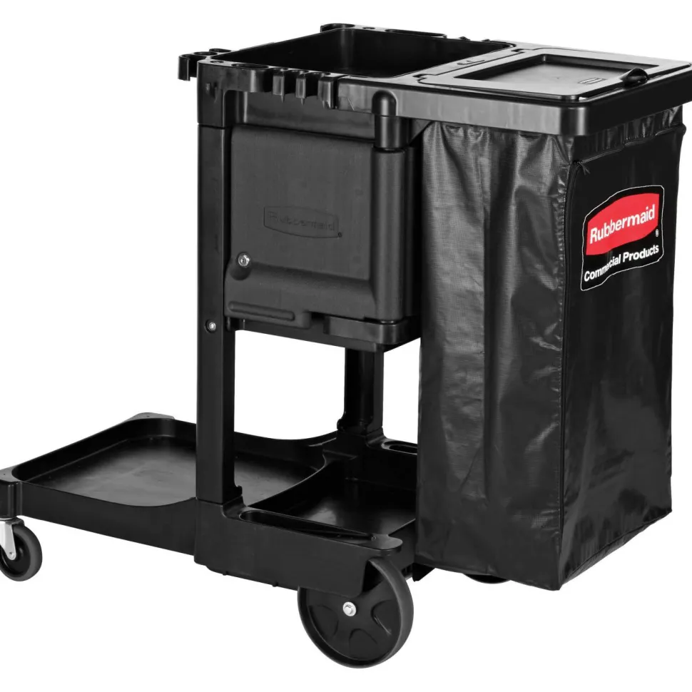 Rubbermaid Executive Janitorial Cart, 22 1/2" x 11 3/4" x 34 1/2", Black