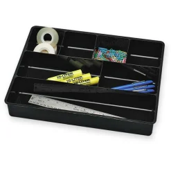 Rubbermaid Extra Deep Desk Drawer Director Tray, Seven Compartments, 11.88 x 15 x 2.5, Plastic, Black