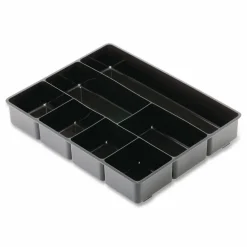 Rubbermaid Extra Deep Desk Drawer Director Tray, Seven Compartments, 11.88 x 15 x 2.5, Plastic, Black