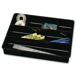 Rubbermaid Extra Deep Desk Drawer Director Tray, Seven Compartments, 11.88 x 15 x 2.5, Plastic, Black