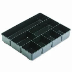 Rubbermaid Extra Deep Desk Drawer Director Tray, Seven Compartments, 11.88 x 15 x 2.5, Plastic, Black