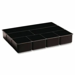 Rubbermaid Extra Deep Desk Drawer Director Tray, Seven Compartments, 11.88 x 15 x 2.5, Plastic, Black