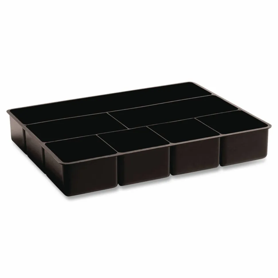 Rubbermaid Extra Deep Desk Drawer Director Tray, Seven Compartments, 11.88 x 15 x 2.5, Plastic, Black