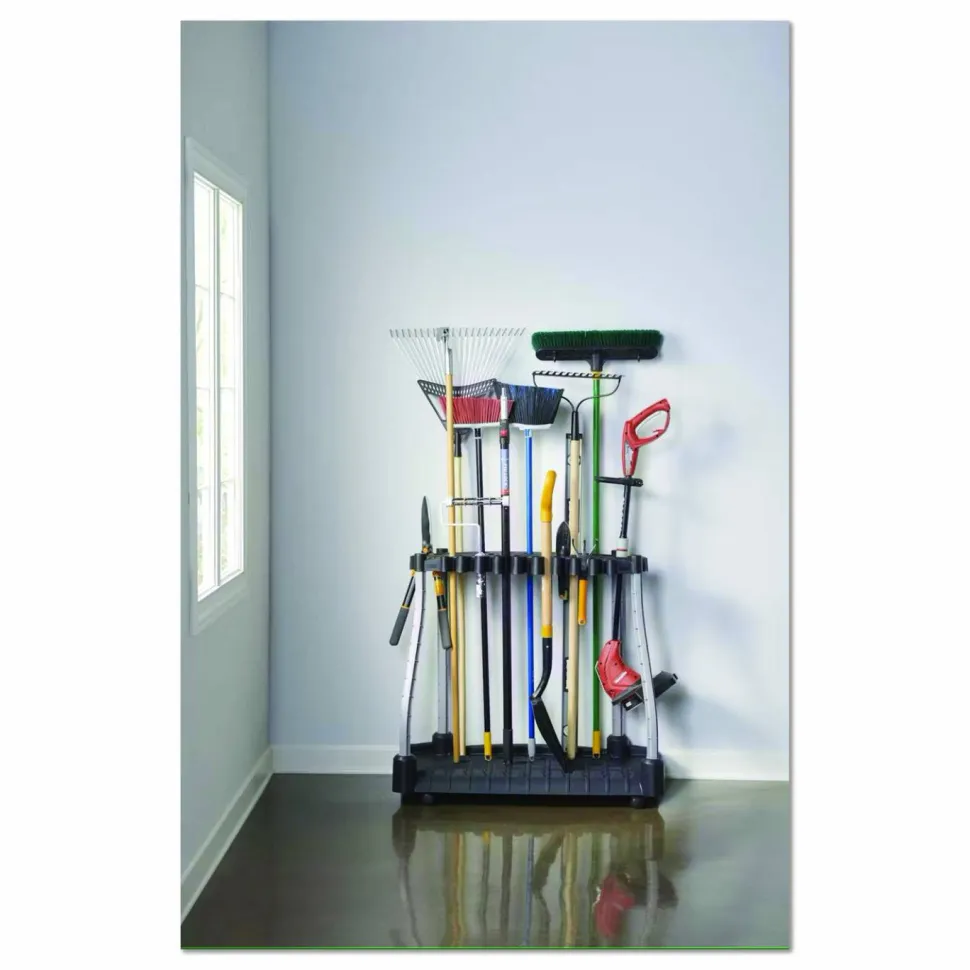 Rubbermaid FastTrack Garage Tool Tower Rack, Plastic, Holds Up to 40 Tools, 38" x 20.5" x 34.4", Black