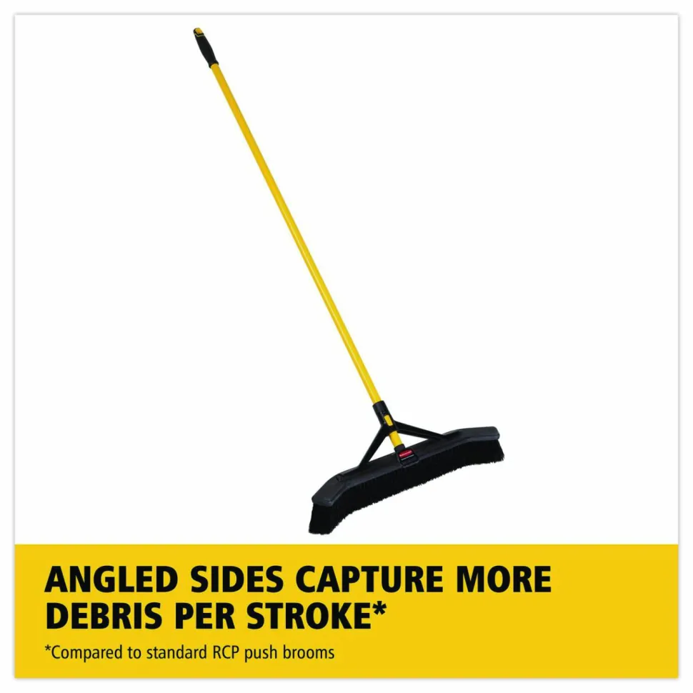 Rubbermaid Maximizer Push-To-Center Broom, 36", Black/Yellow