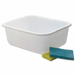 Rubbermaid Microban Dishpan, 4.5 gal, 14.5" x 12.5" x 5.7", White, 6/Carton