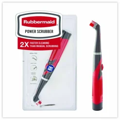 Rubbermaid Multi-Purpose Cordless Battery Power Scrubber, Red/White Nylon Bristles, 12.68