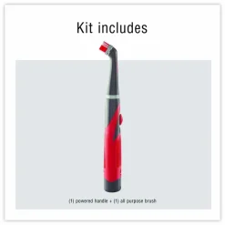 Rubbermaid Multi-Purpose Cordless Battery Power Scrubber, Red/White Nylon Bristles, 12.68