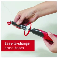 Rubbermaid Reveal Power Scrubber, Red/White Nylon Bristles, 1.73" Brush, Red Plastic Handle