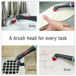 Rubbermaid Reveal Power Scrubber, Red/White Nylon Bristles, 1.73