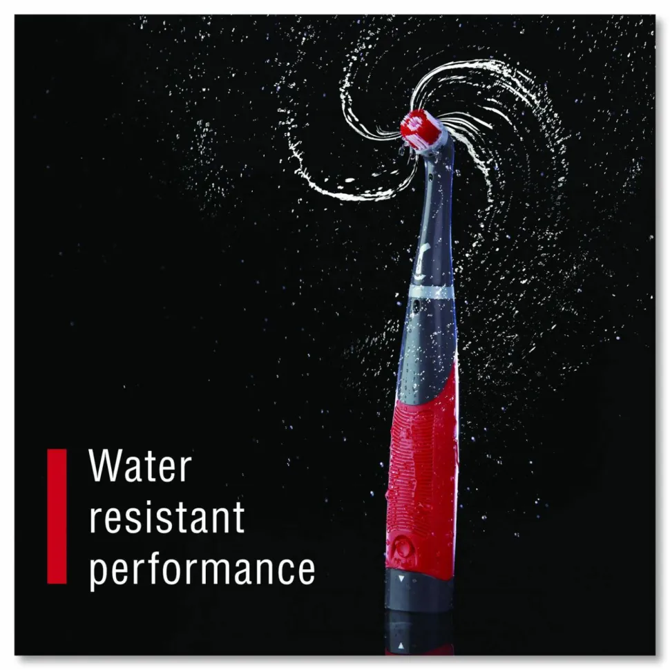 Rubbermaid Reveal Power Scrubber, Red/White Nylon Bristles, 1.73" Brush, Red Plastic Handle