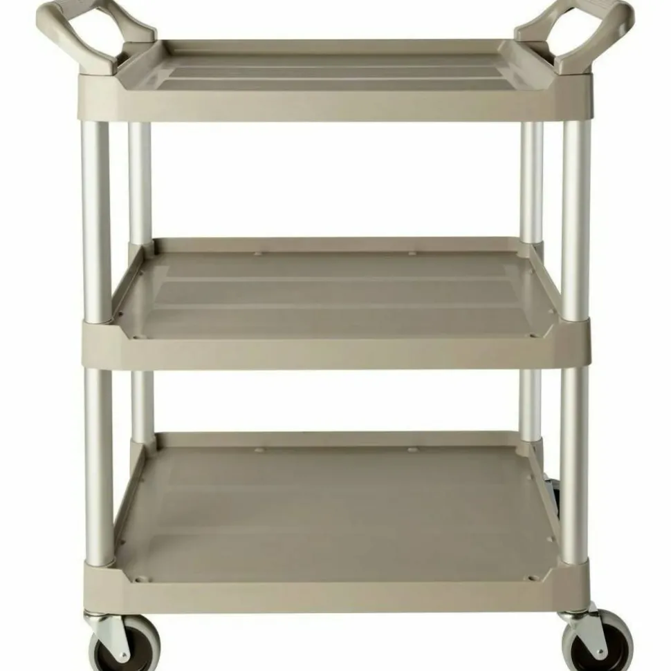 Rubbermaid 3-Shelf Utility Cart, 37 3/4"H x 33 5/8"W x 18 5/8"D, Platinum
