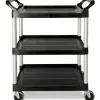 Rubbermaid 3-Shelf Utility Cart, 37 3/4"H x 33 5/8"W x 18 5/8"D, Black