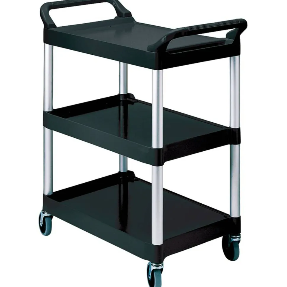 Rubbermaid 3-Shelf Utility Cart, 37 3/4"H x 33 5/8"W x 18 5/8"D, Black