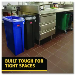 Rubbermaid Slim Jim Commercial Rectangular Plastic Waste Receptacle, 23 Gallons, 30