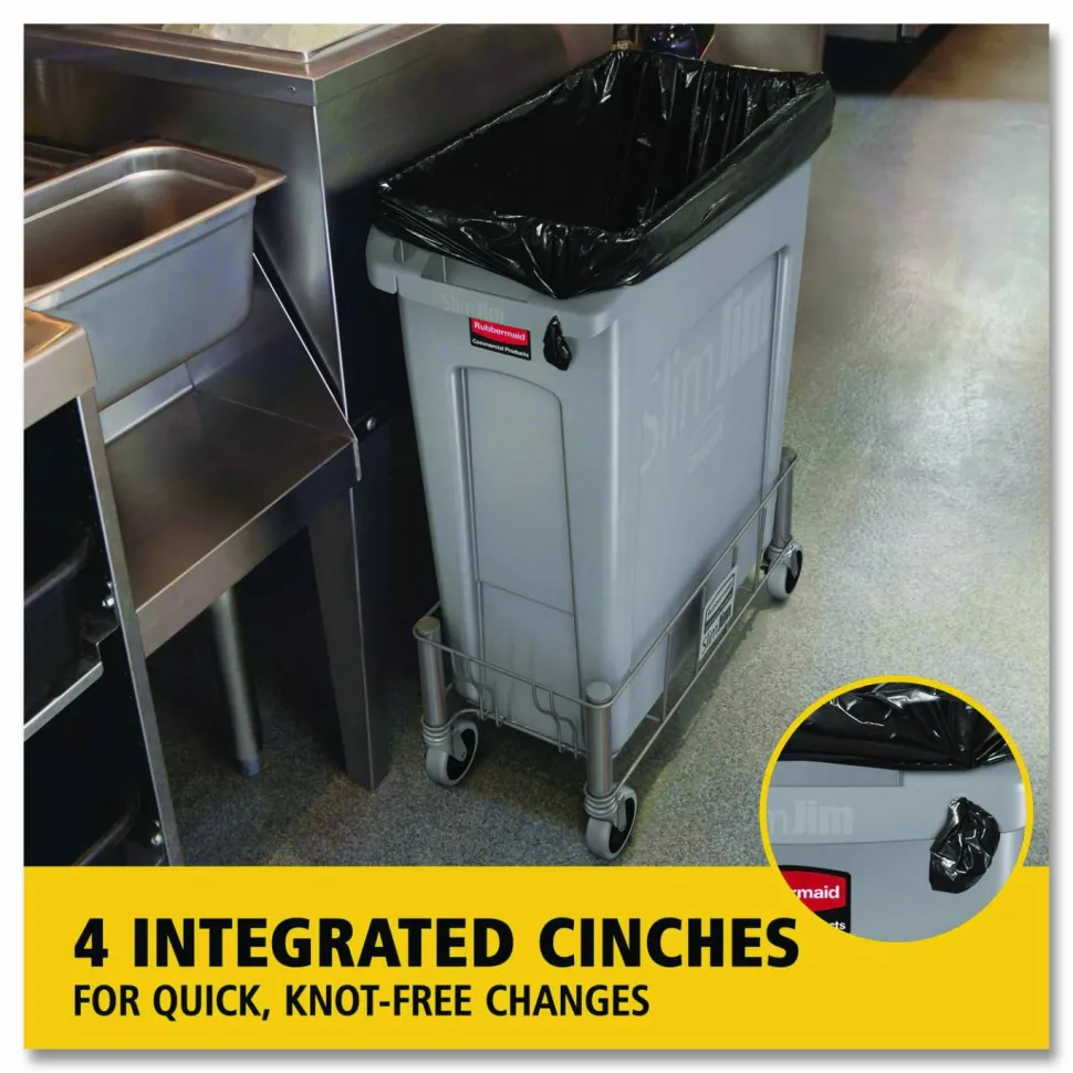 Rubbermaid Slim Jim Rectangular Plastic Waste Containers With Vent Channels, 23 Gallons, 30"H x 11"W x 22"D, Gray
