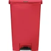 Rubbermaid Slim Jim Rectangular Plastic Wastebasket, Step-On,18 Gallons, Red