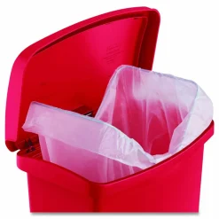 Rubbermaid Slim Jim Rectangular Plastic Wastebasket, Step-On,18 Gallons, Red