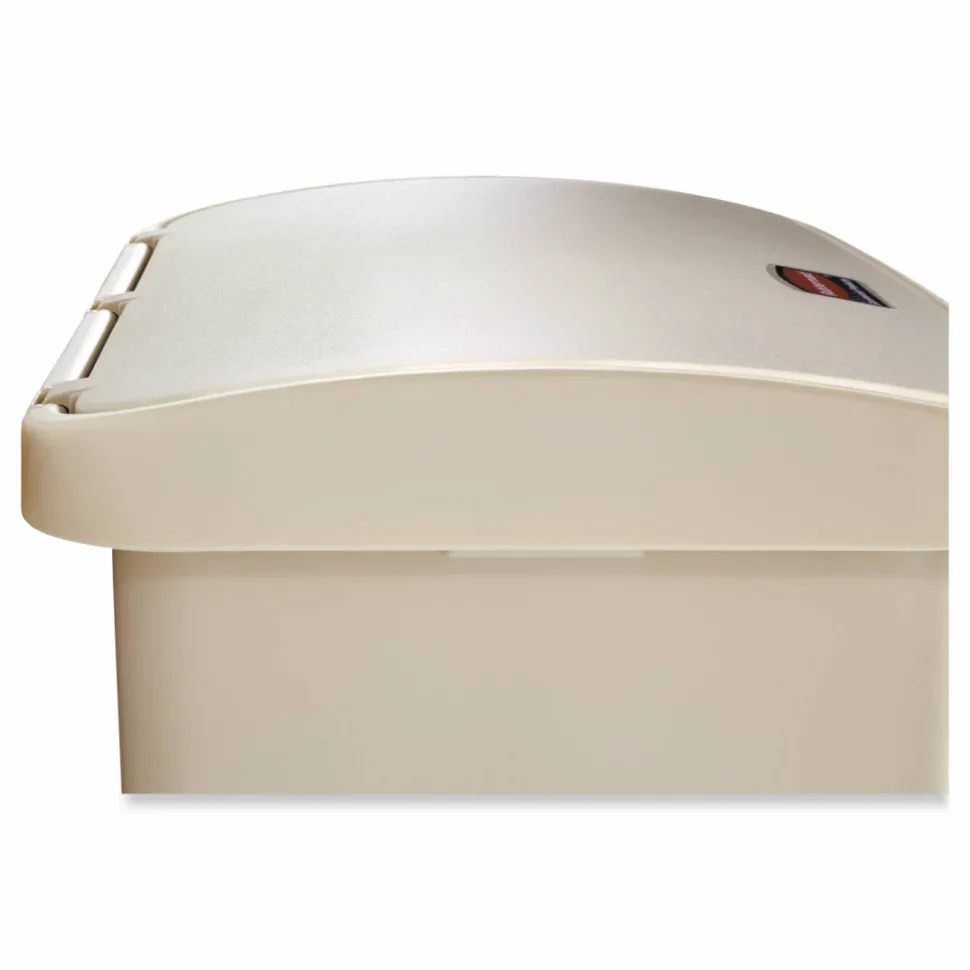 Rubbermaid Slim Jim Rectangular Plastic Wastebasket, Step-On, 8 Gallons, Beige